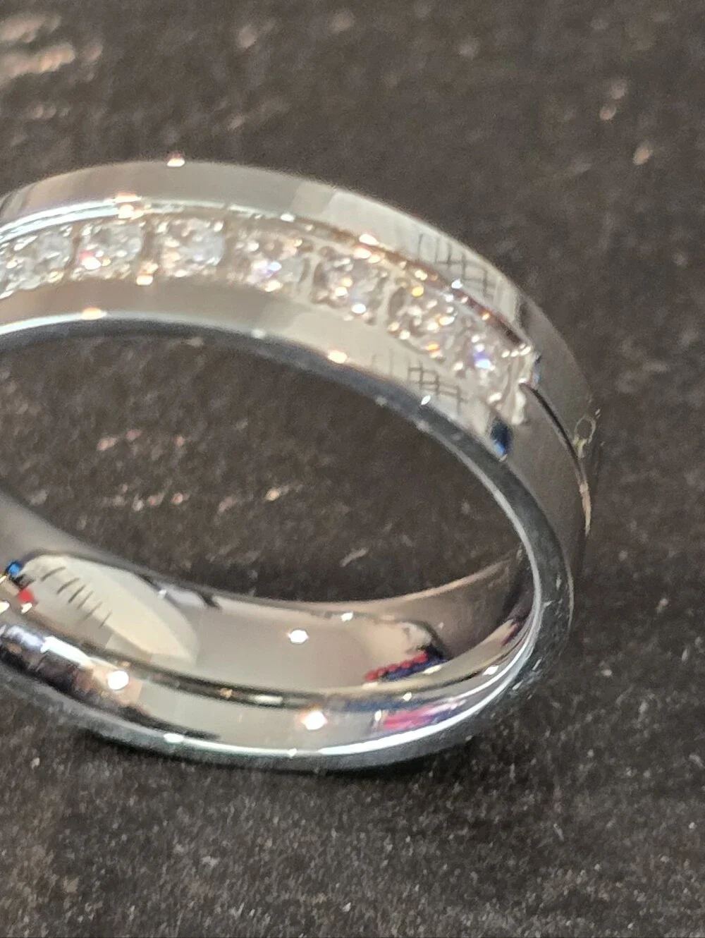 Qorn Iced Out CZ Ring Silver 316L Stainless Steel Diamond Look Gym Proof. 6mm - Picture 9 of 9